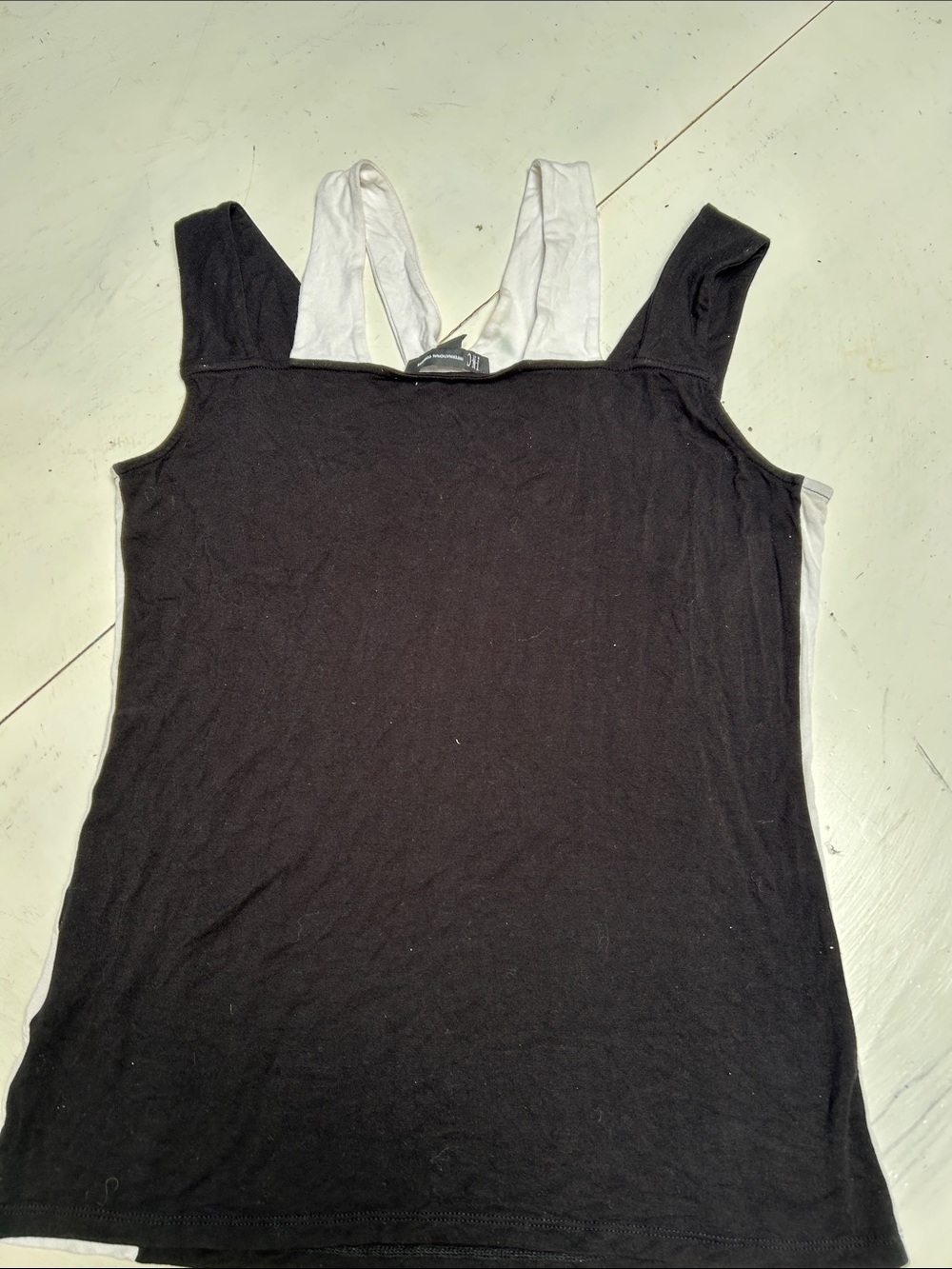 INC International Concepts Black and White Cross-Back Tank - Picture 2 of 5